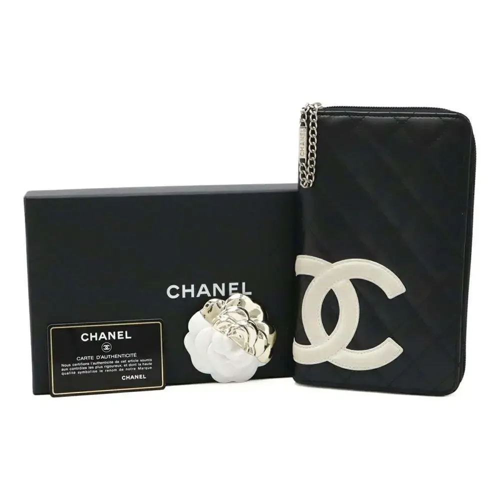 CHANEL Black Leather Logo Wallet